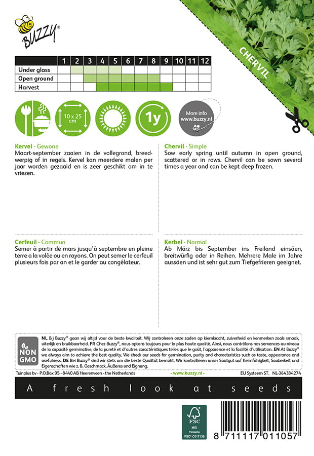 Maustemeirami-siemenpussi – Anthriscus cerefolium, takapuoli.