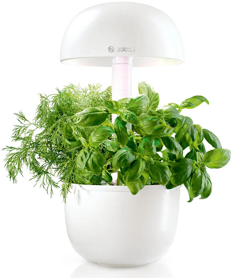Bosch SmartGrow 3:n tehokas LED-valaistus kasvattaa yrttejä sisätiloissa.