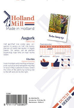 Siemenpussin takapuoli, jossa on kylvöohjeet ja tuotetiedot.