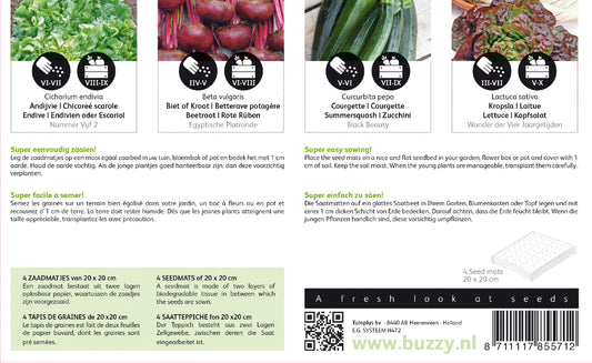 Siemenmaton taustapuoli, käyttöohjeet ja tuotetiedot näkyvissä.