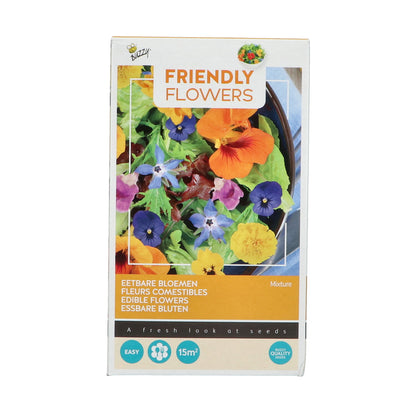 Syötävät kukat – Buzzy Seeds siemenseos 15 m² etupuoli.